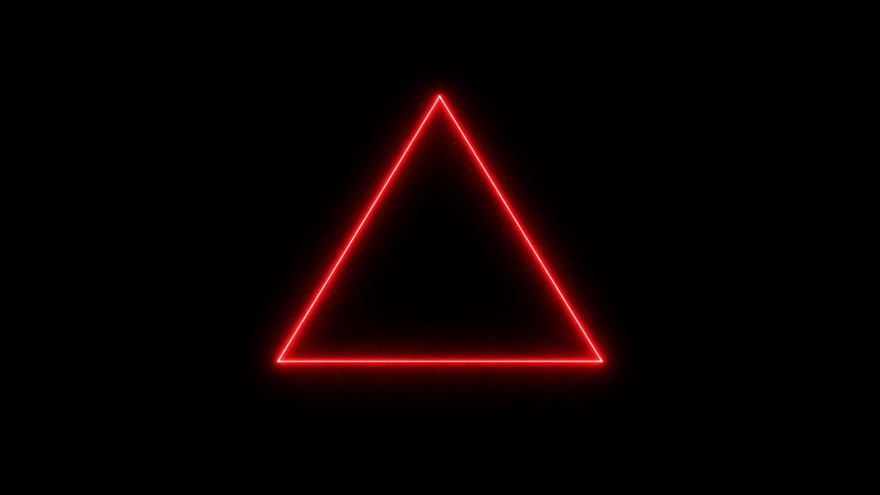 Thin glowing red neon geometric lines forming a triangle on pure black, minimal, dark, original AI dark AMOLED wallpaper
