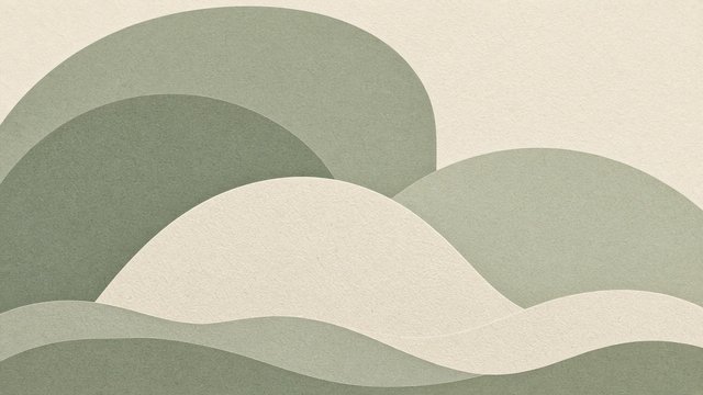 Minimal aesthetic layered soft sage green and cream arch shapes with subtle paper texture, original AI aesthetic wallpaper