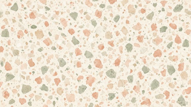 Seamless pastel terrazzo pattern with chips of sage, peach and cream, flat lay, modern aesthetic, original AI aesthetic wallpaper