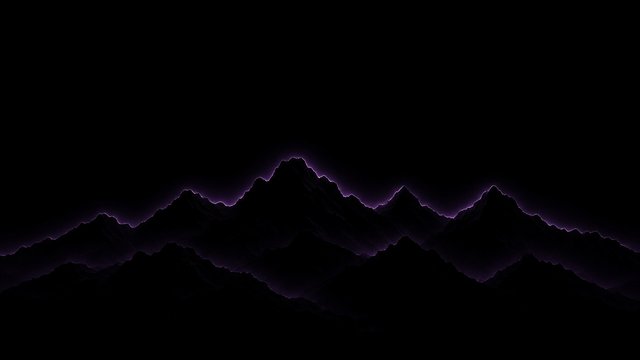 Black mountain silhouettes with a faint thin purple glow line on the ridge, pure black sky, original AI dark AMOLED wallpaper
