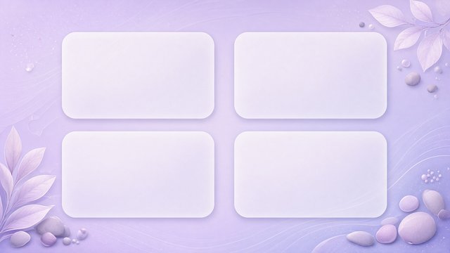Desktop organizer background with four soft rounded empty panels on a lavender gradient, no text, original AI organizer wallpaper